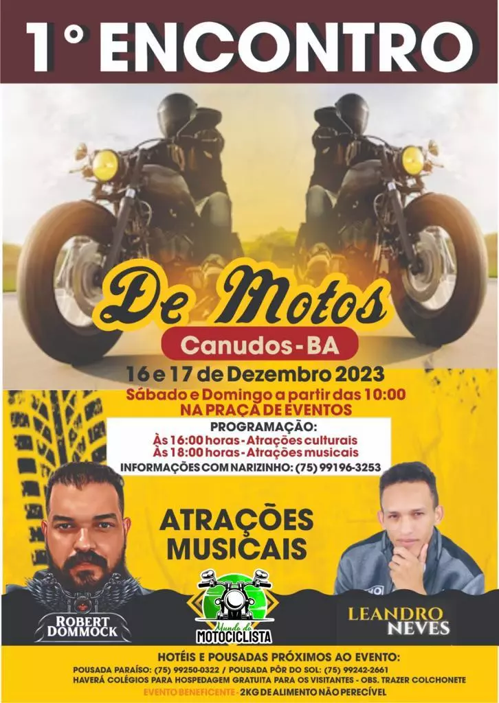 1º ENCONTRO DE MOTOS EM CANUDOS 16 E 17 DE DEZEMBRO EM CANUDOS